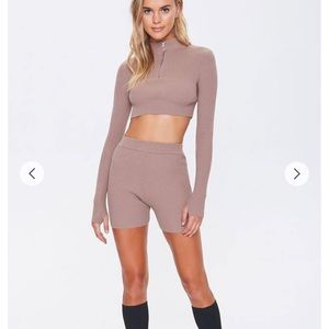 Ribbed Top and Biker Shorts Set